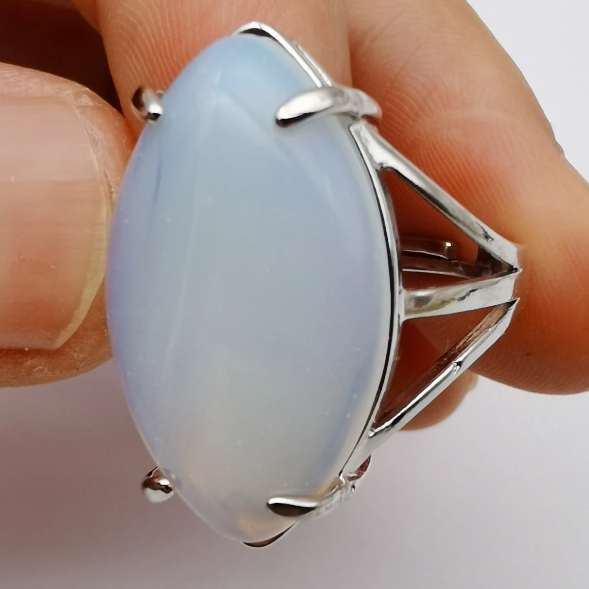 Anillo de dedo con gema en forma de ojo de caballo, piedra de ópalo, joyería X311