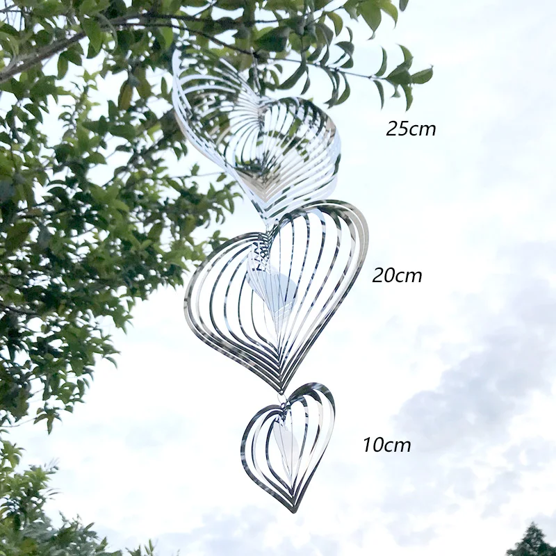 Love 3D Wind Chimes Spinner Bell Pendant For Room Wedding Party Christmas Decor Garden Decoration Outdoor Hanging Windchimes