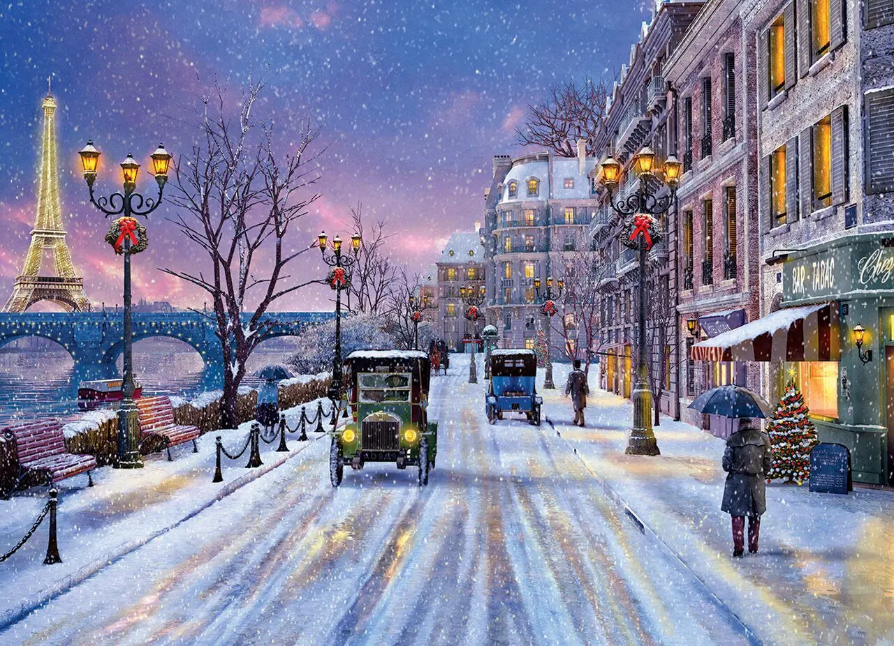 JMINE Div 5D Christmas winter Paris Street Full Diamond Painting cross stitch kits art Scenic 3D paint by diamonds