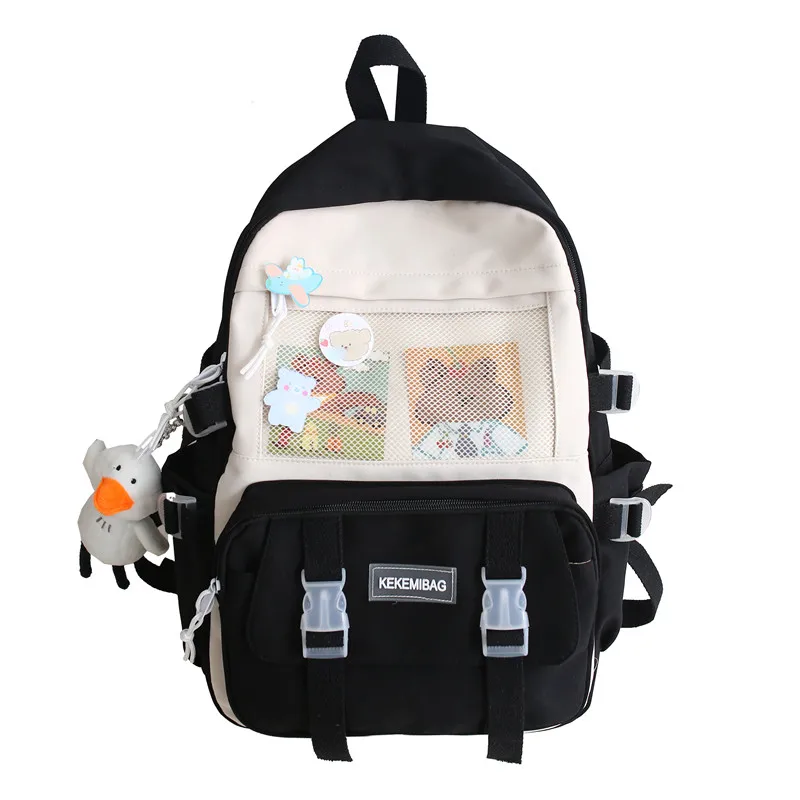 Womens Fashion Backpack Cute Nylon Lady Mochila Waterproof School Bag for Teenager Girls Kawaii Travel Rucksack Black