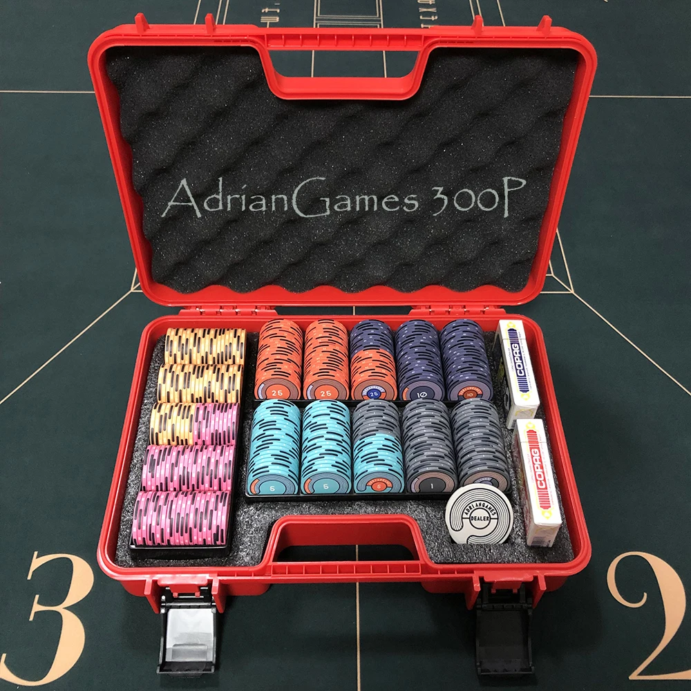 

300PCS Poker Chips Set With ABS Red Suitcase