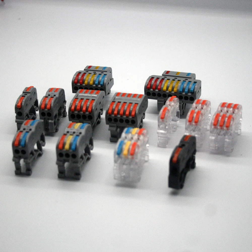Din Rail Mini Snelle Wire Cable Connectors Universele Compact Dirigent Lente Splicing Bedrading Connector Push-In Terminal Block