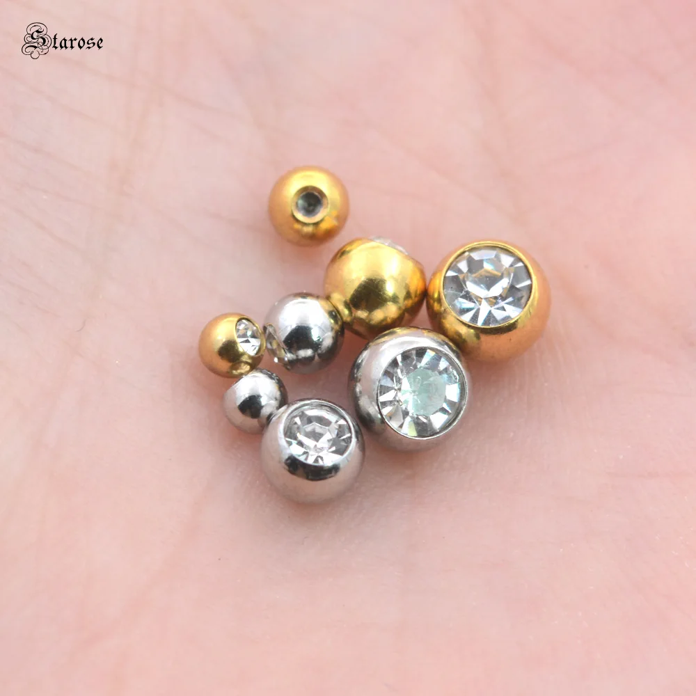 10Pcs 16Gx3/4mm 14Gx5/6mm Screw Ball End Beads Stud Earring Earplugs Replacement Spare Parts Helix Piercing Jewelry Accessories