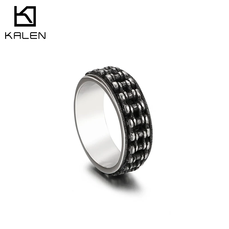 Kalen Bicycle Accessories Pattern Ring Stainless Steel Men\'s Punk Style Jewelry