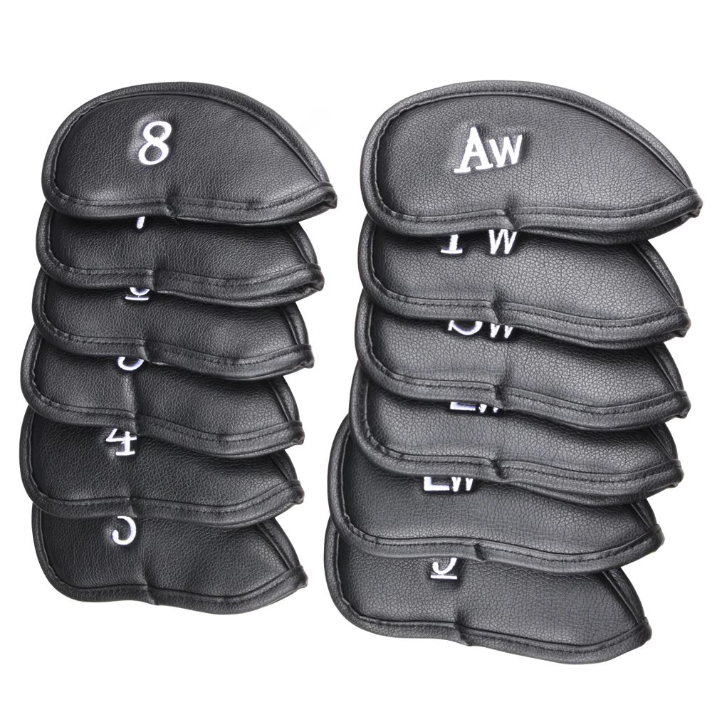 12Pcs/Set Deluxe Synthetic Leather Golf Iron Head Covers Club Headcover Waterproof for All Irons Club DripShipping