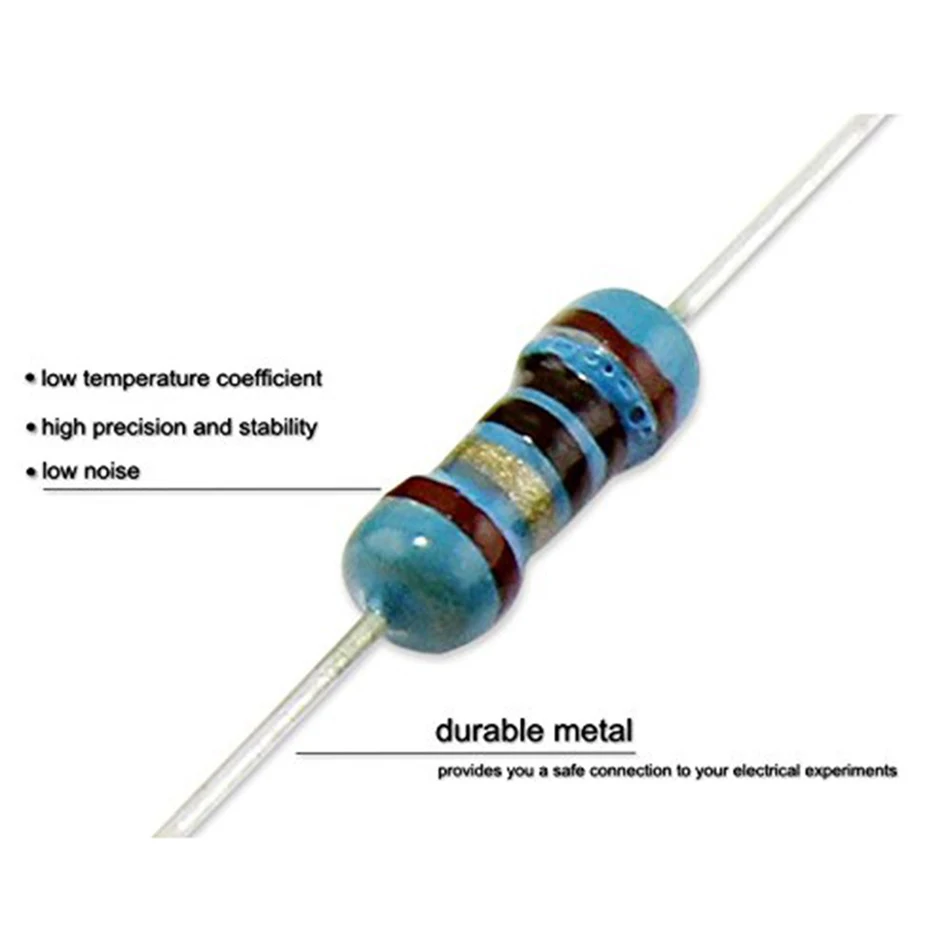 600pcs/set 30 Kinds 1/4W Resistance 1% Metal Film Resistor Pack Assorted Kit 1K 10K 100K 220ohm 1M Resistors 300pcs/set