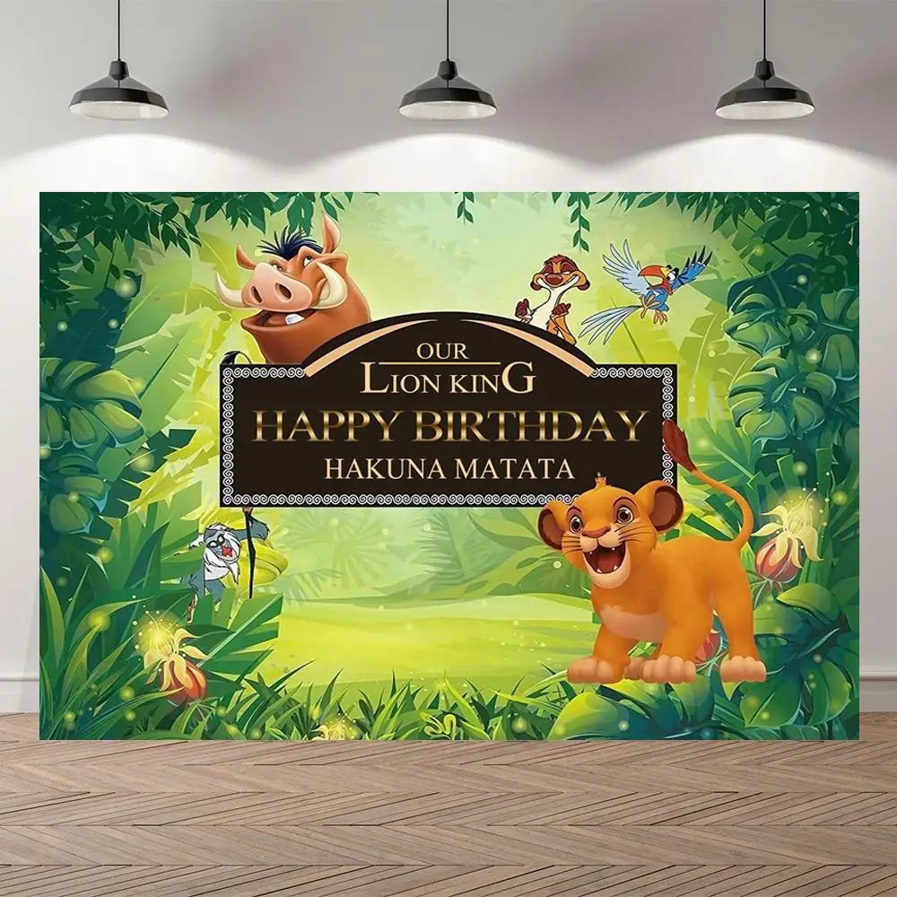 Diamond Painting Cartoon Lion Forest King Backdrop Baby Shower Birthday Party Banner Photo Background Customize Newborn Child