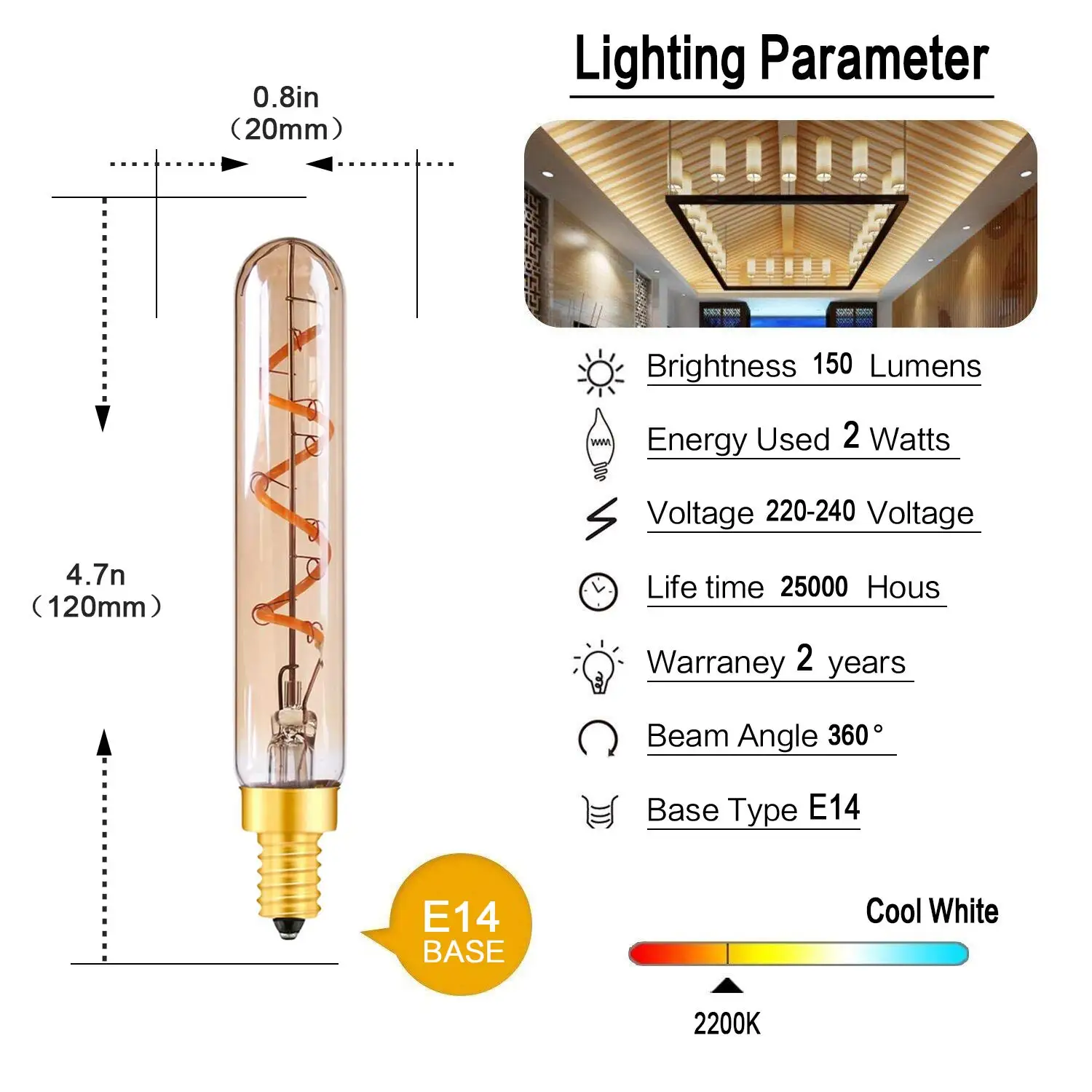 E14 E27 Retro Spiral Light LED Filament Bulb 110V-240V T25 C32 C35 T20L Dimmable 3W 2200K Vintage Lamps For Decorative Lighting