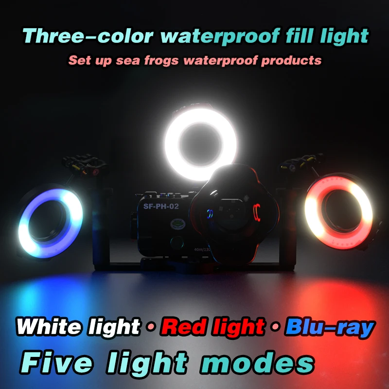 Seafrogs 1200Lm Waterproof Ring Light 40m/130FT Diving Flash Light for Underwater Camera Housing with 67mm Threaded Interface