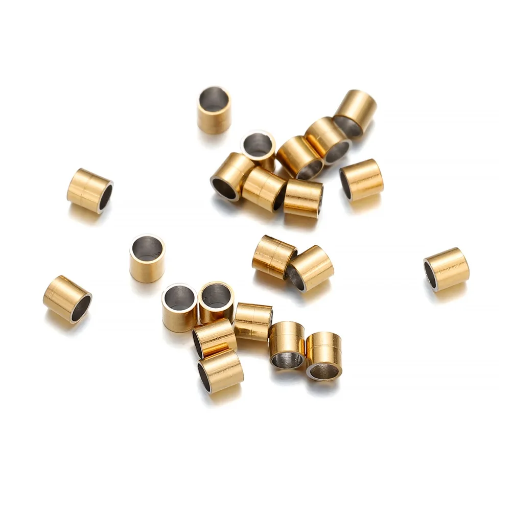 150Pcs/lot Stainless steel Round Stopper Spacer Crimp Tube Beads Wire Connectors For DIY Jewelry Making Accessories Supplies