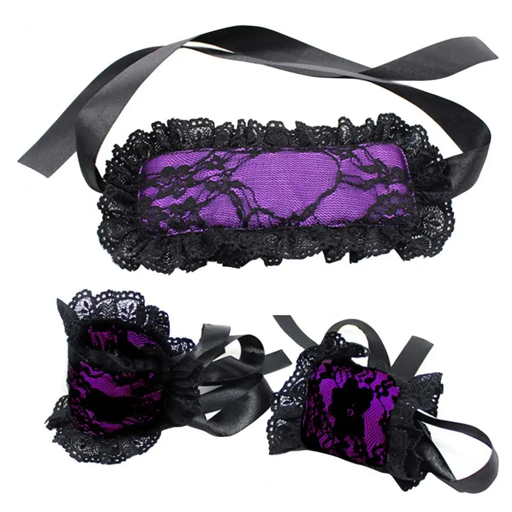 HOT SALES!!! Useful Eyeshade Flattering Handcuffs Adult Sexy Toy Sexy Lace Flower Blindfold for Lovers