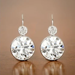 Huitan Luxury Silver Color White Cubic Zircon Brilliant Women Wedding Earring Fancy Female Gift Timeless Styling Classic Jewelry