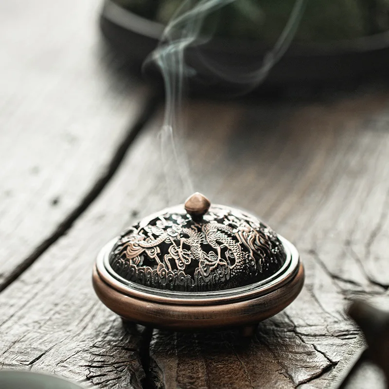 Incense burner alloy copper household indoor agarwood incense burner sandalwood soothing pan incense creative decoration plate a