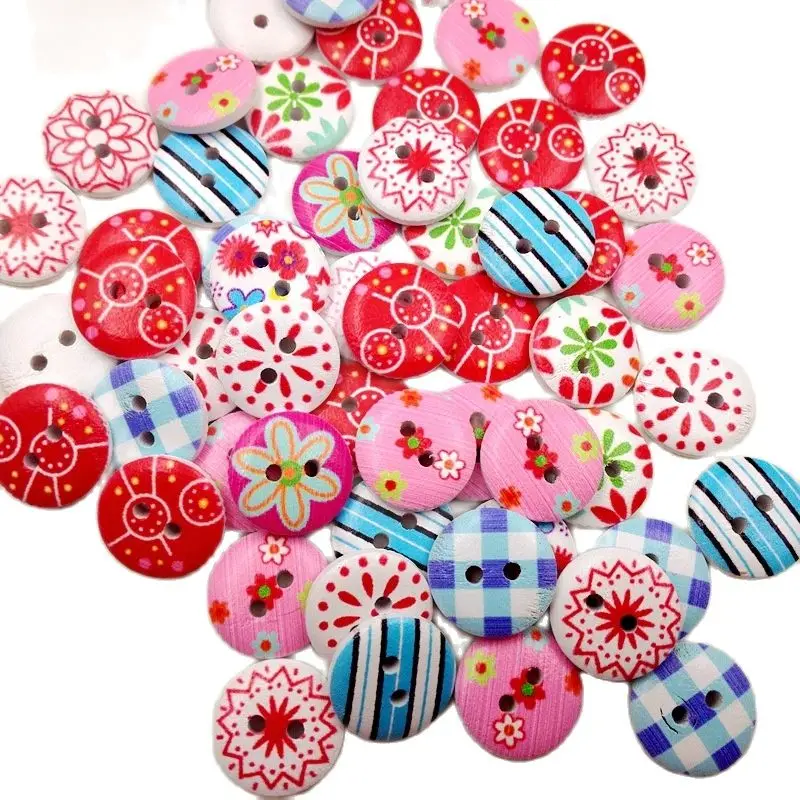 100 bottoni in legno colorati misti 2H abbigliamento bambini bottoni da cucito naturali per abbigliamento scrapbooking accessori per indumenti fai