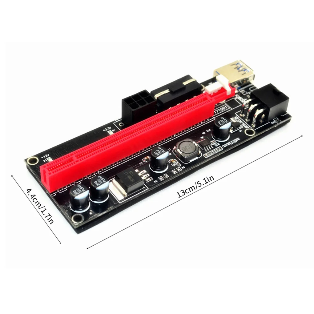 6Pcs Nieuwste VER009 Usb 3.0 Pci-E Riser Ver 009S Express 1X 4x 8x 16x Extender Riser Card Adapter sata 15pin Naar 6 Pin Power Kabel