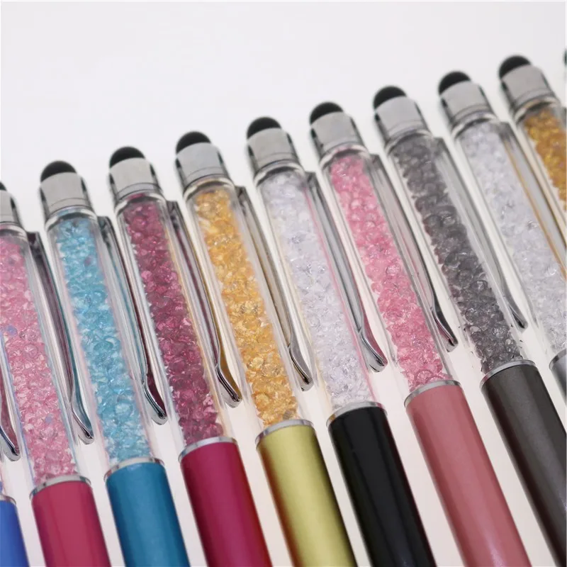 1pcs Stationery Crystal Pen Creative Fashion Metal Touch Ballpoint Pen for Writing Black Blue 1.0mm School Office Promotion Gift