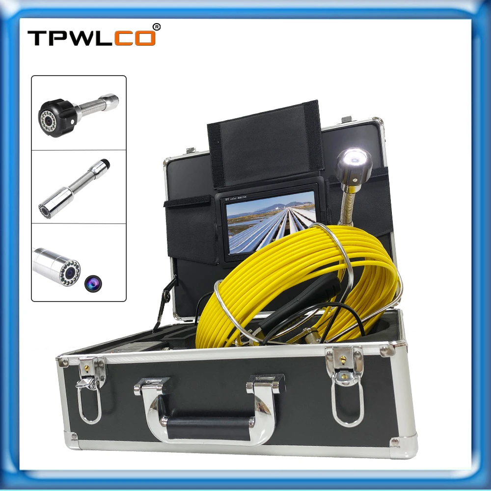 

7inch Waterproof 23mm Industrial Endoscope Camera With 12pcs LEDS 20-50m Drain Pipe Video Inspection System With DVR Recoder