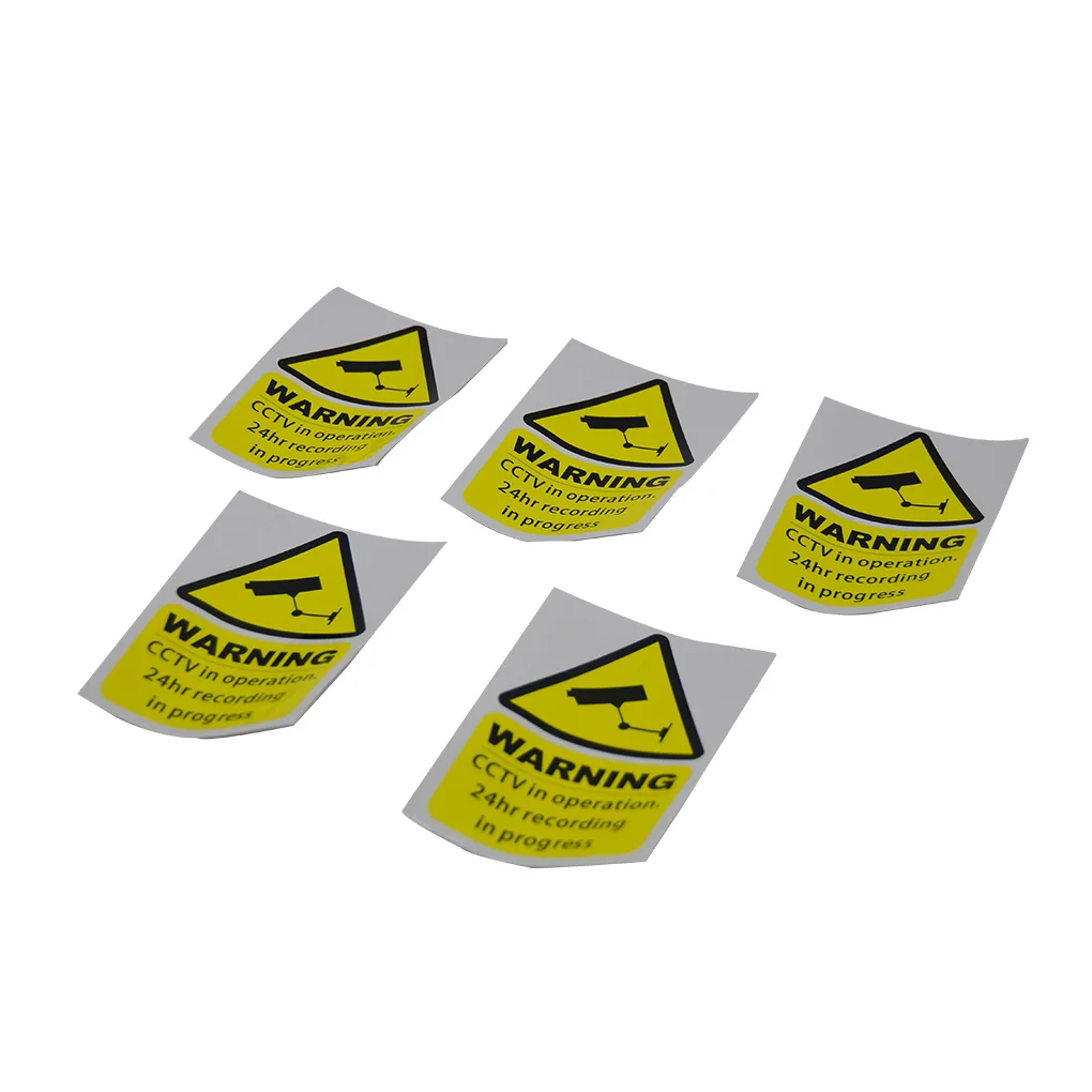 5PCS/Set CCTV In Operation Video Surveillance Security Alarm Decal Window Warning Sticker Mark Signs Car Styling