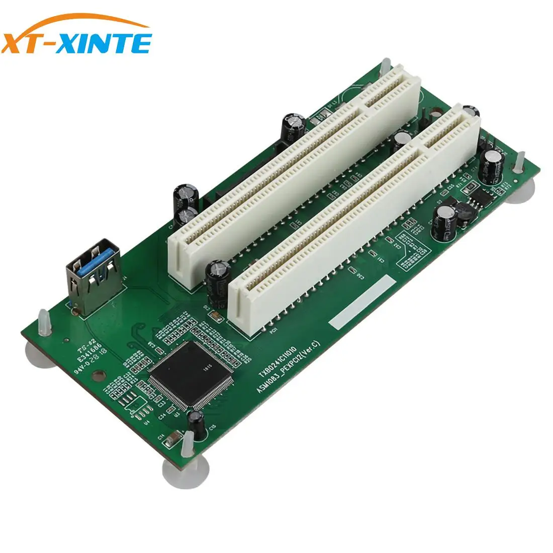 

XT-XINTE PCI-E Express X1 to Dual PCI Riser Extend Adapter Card USB 3.0 Add on Cards Converter with SATA 15pin Power Cable