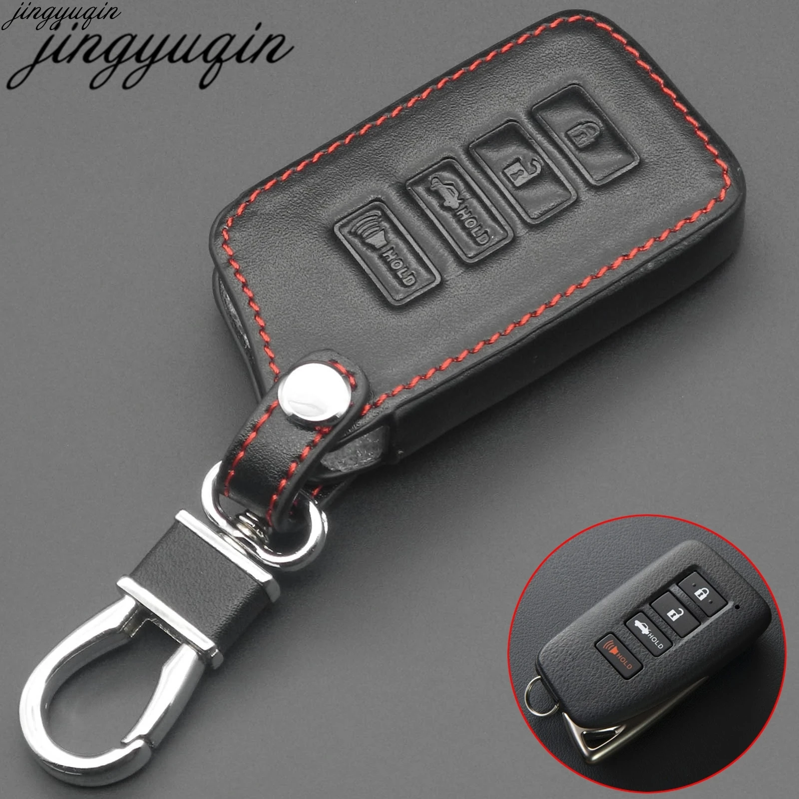 Jingyuqin 4 Button Key Fob Cover Case For Lexus ES350 NX200T NX300h LX570 Car Remote Holder Protector