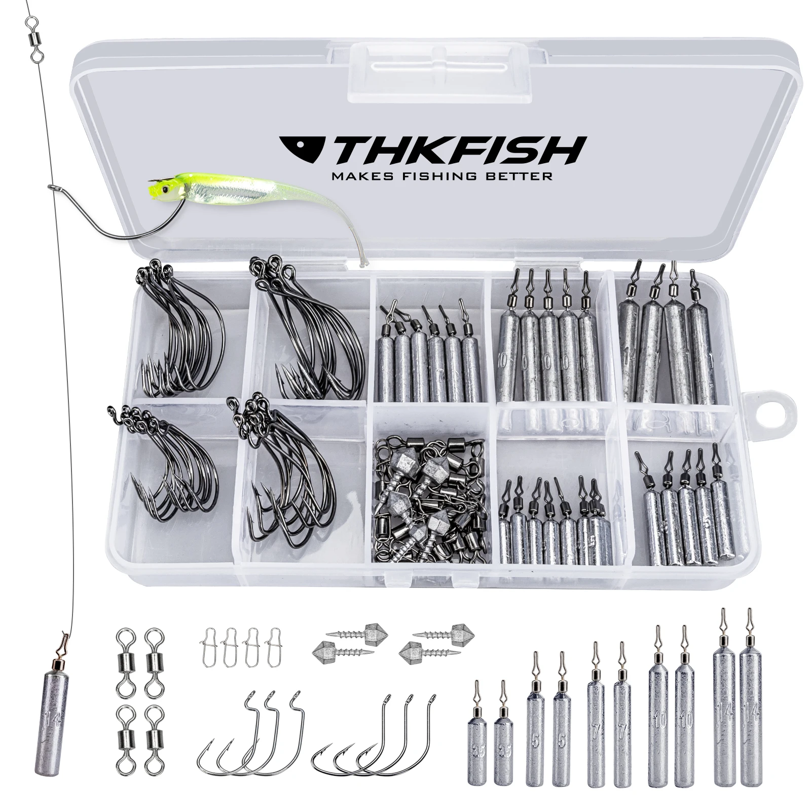 Thkfish Wacky Rig น้ำหนักตะขอ Swivels Snaps ชุดอุปกรณ์ตกปลา Drop Shot Rig Sinkers Fishing Tackle