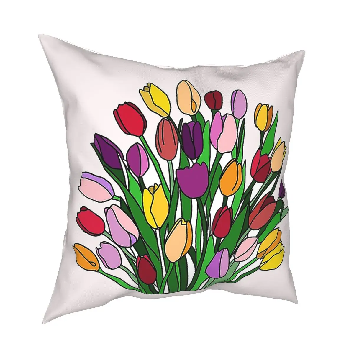 

A Bunch Of Tulips Pillow Cover Home Decorative Flower Cushion Cover Throw Pillow for Car Polyester Double-sided Printing Unique