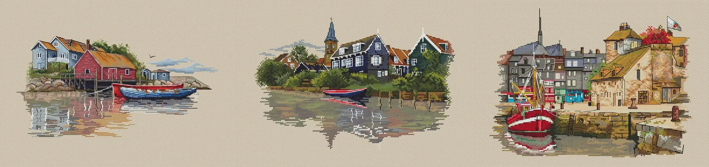 Needlework  Cross stitch Handmade 14CT Counted Canvas DIY,Cross-stitch kits,Embroidery Flower Pier rural landscape