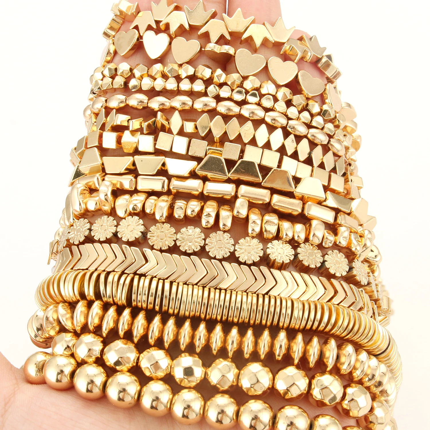 Fashion Kc Gold Plated Hematite Natural Stone Beads Charms Irregular Geometric Beads For Jewelry Making Diy Bracelet Necklace