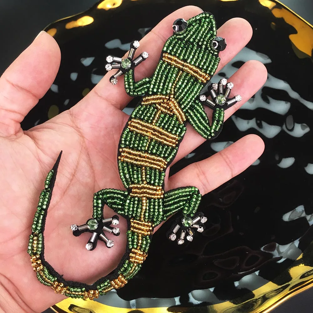 3D Handmade Rhinestone animal Beaded Patches Sew on Crystal Patch beading Applique Patch Tiger Panther Elephant Horse Gecko