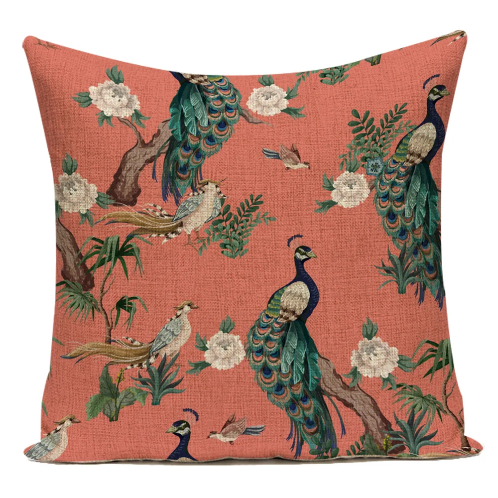 Vintage Flower Cushion Cover Retro Flamingo Home Decorative Pillowcase Bed Pillowcases Jungle Plant Floral Cushions Cover Kissen