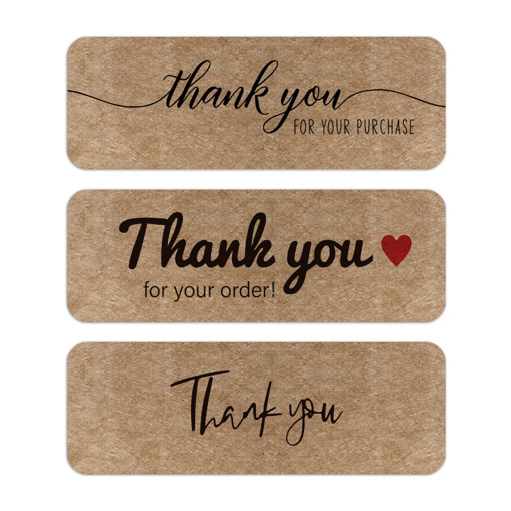 120pcs/roll 2.5*7.5cm Rectangle Craft Thank You Stickers Handmade Sticker Seal Labels Thank You for Your Order