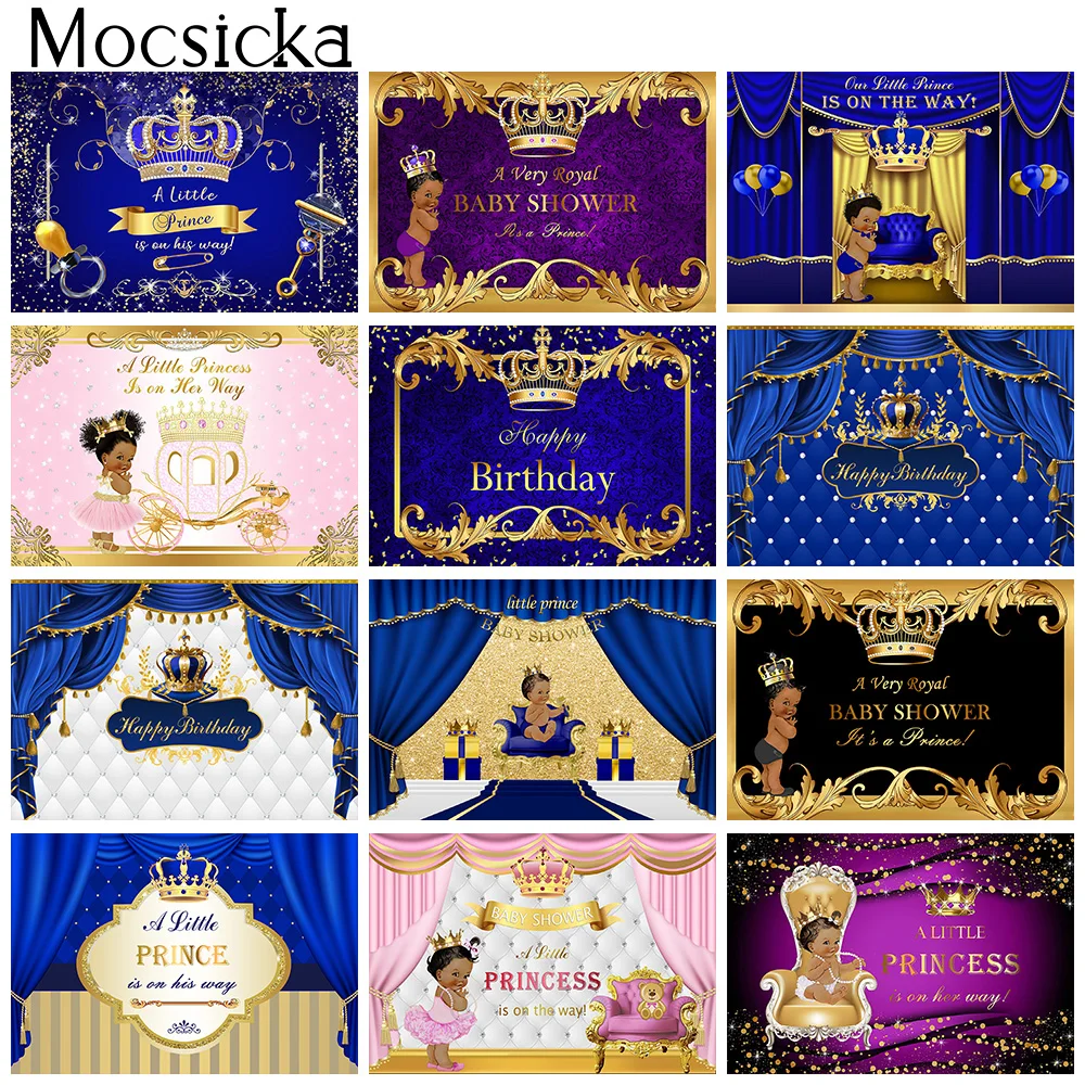 Royal Prince Princess Baby Shower Backdrop Newborn Kid Birthday Cake Smash Photo Background Girl Boy Portrait Photography Studio