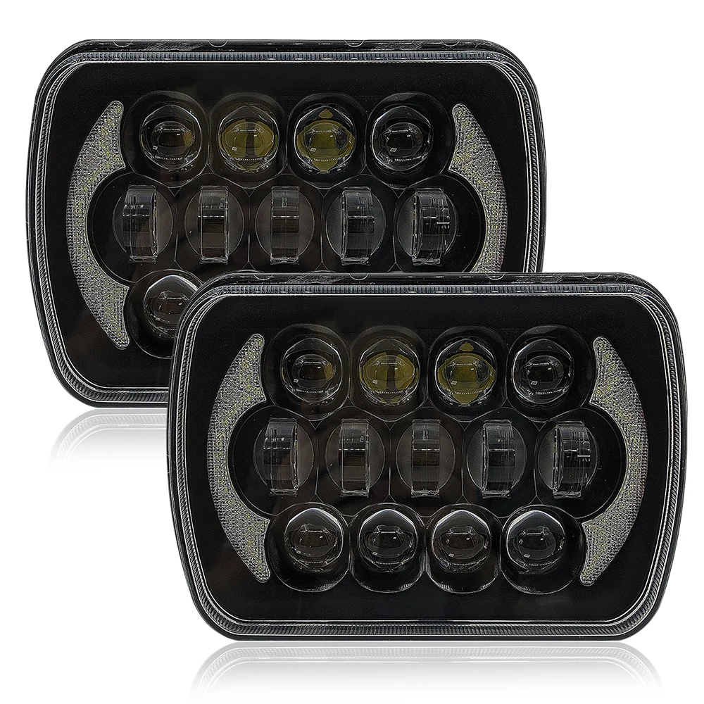 7X6 5X7 inch Headlight 105W DRL for 1984-2001 Jeep Cherokee XJ Square Led Headlight for 1986-1995 Jeep Wrangler YJ