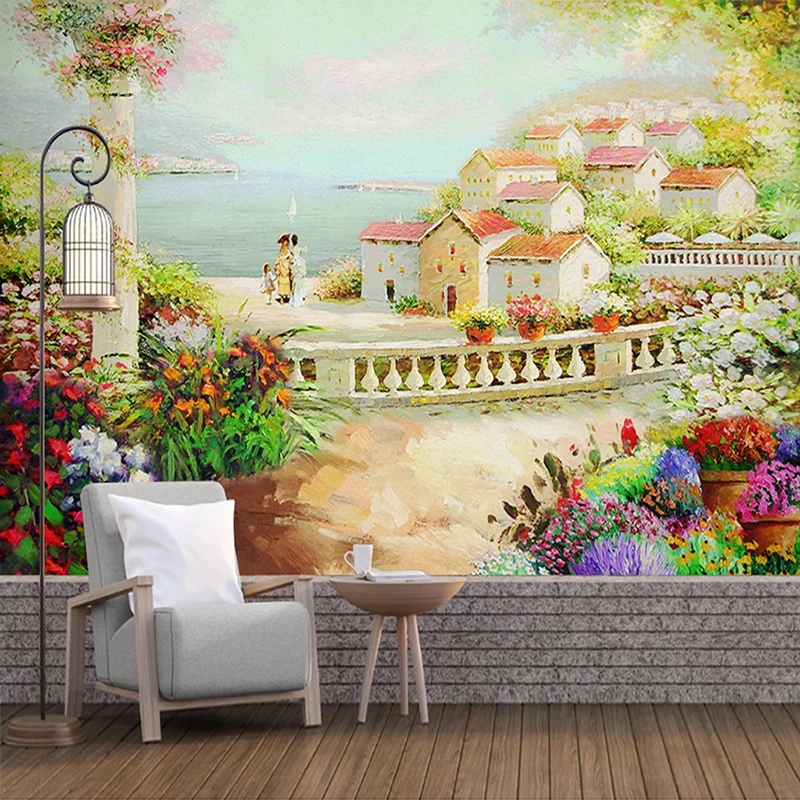 Custom Photo Garden House Pastoral Landscape Oil Painting Wall Mural Wallpaper For Bedroom Walls Study Living Room Background 3D