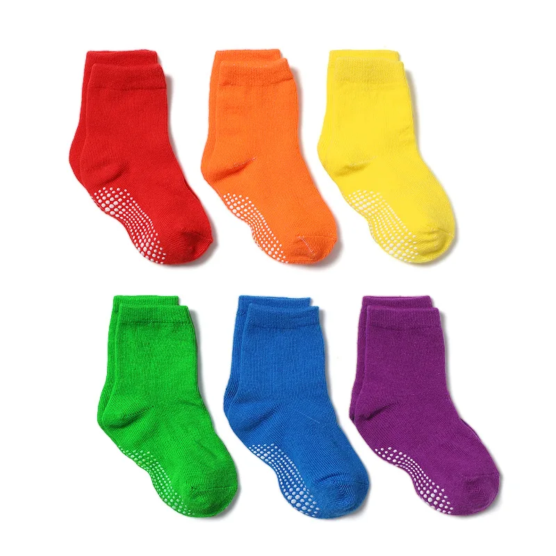 

Spring and Summer Children's Socks Glue Dot Baby Socks Boys Children Solid Color Boat Socks 6pair/lots