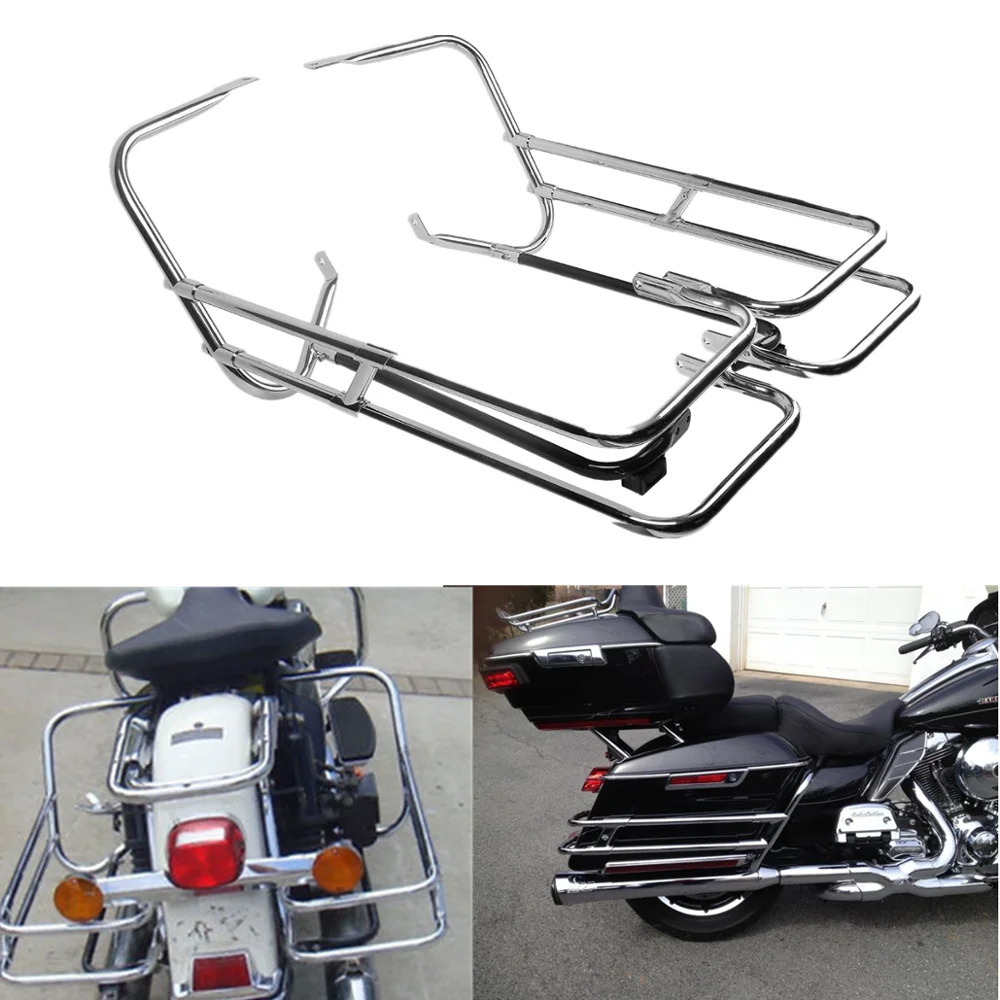 

Motorcycle Saddlebag Guard Rail Bracket For Harley Touring Street Electra Glide Road King Ultra Classic CVO FLHT 1997-2008 2007