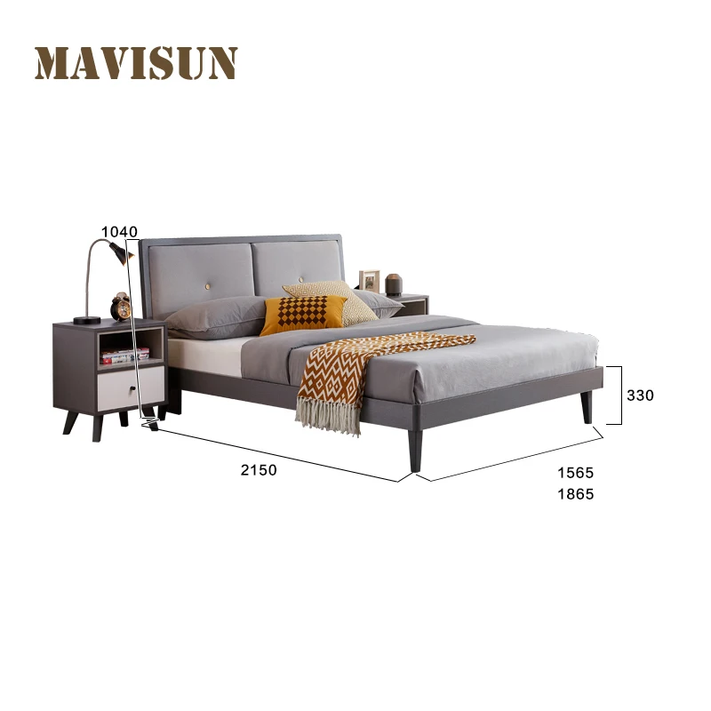 Conjunto de muebles de lujo para el hogar, cama de estilo europeo Simple de madera maciza de 1,2 m, estilo nórdico, pequeño apartamento, cama doble