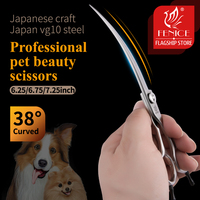 Fenice Professional Dog Grooming Curved Scissors VG10 Stainless Steel Shears for Pet Groom Super Curve Scissor