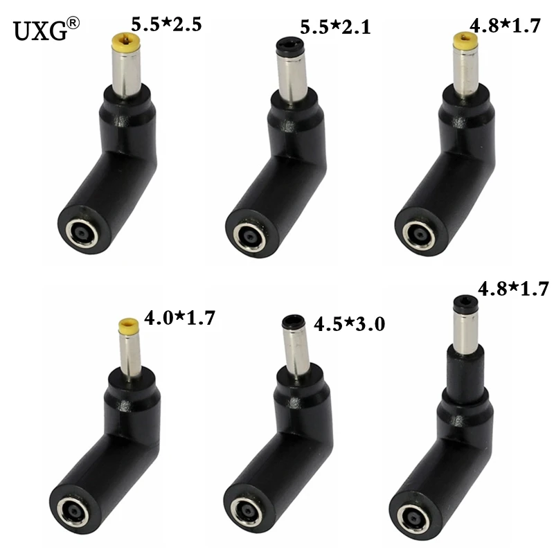 

DC 4.5x3.0mm female socket to 5.5x2.5 5.5x2.1 4.8x1.7 4.5x3.0 4.0x1.7 Right Angle plug DC Power Charger Adapter Connector