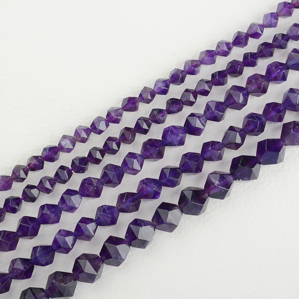 2 strands Natrual Stone Beads Faceted Amethyst Purple Crystal Beads For Jewelry Making Bracelet Necklace 6/8/10mm 15inches