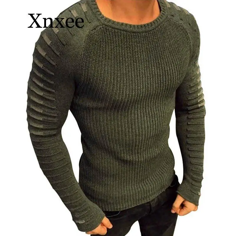 Autumn And Winter new Men personality trend casual men's Sweater black white Sweater  fashion O-neck slim long-sleeved Sweater