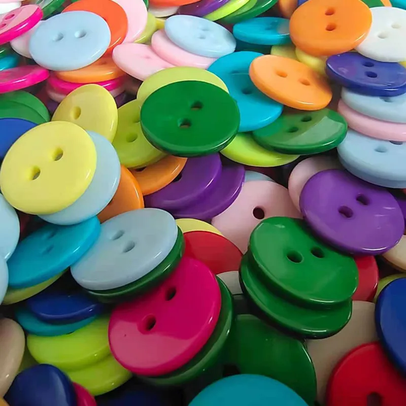 100 Pcs 9-25MM Assorted Plastic Buttons 4-Hole Round Mixed Color Durable Craft Resin Shirt Buttons Sewing Accessories DIY Crafts