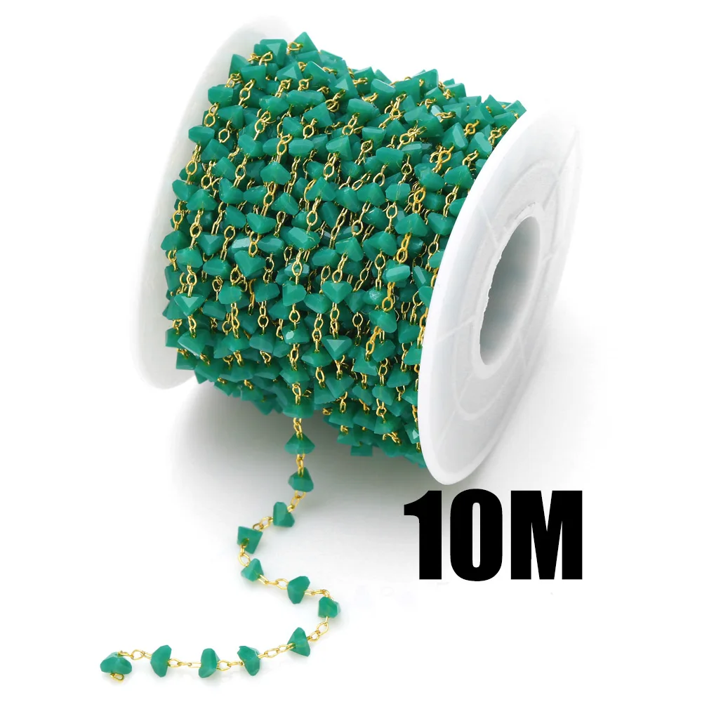 OCESRIO 10M Handmade Fashion Ctystal Chain for Jewelry Making Bulk Gold Plated Copper Handicraft Accessories DIY cana030