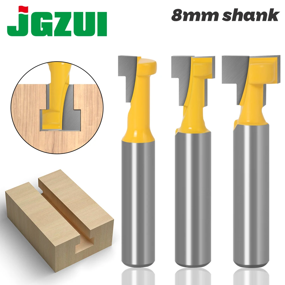 

3pc 8mm Shank T-Slot Cutter Router Bit Set Hex Bolt Key Hole Bits T Slotting Milling Cutter for Wood Woodworking