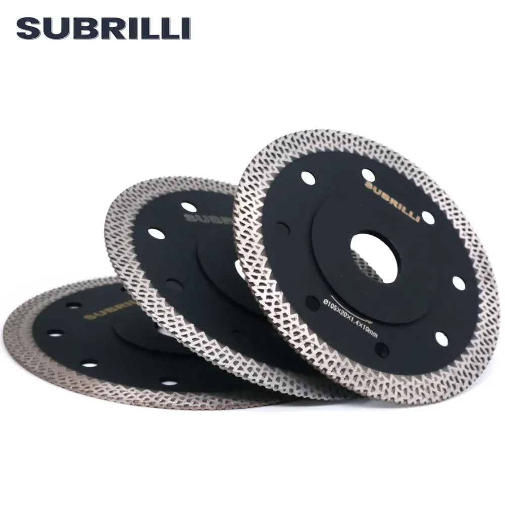 SUBRILLI 4" 4.5" 5" Diamond Cutting Disc Turbo Saw Blade Wheel Rim Cutter For Tile Marble Granite Stone Mesh Type 105/115/125mm