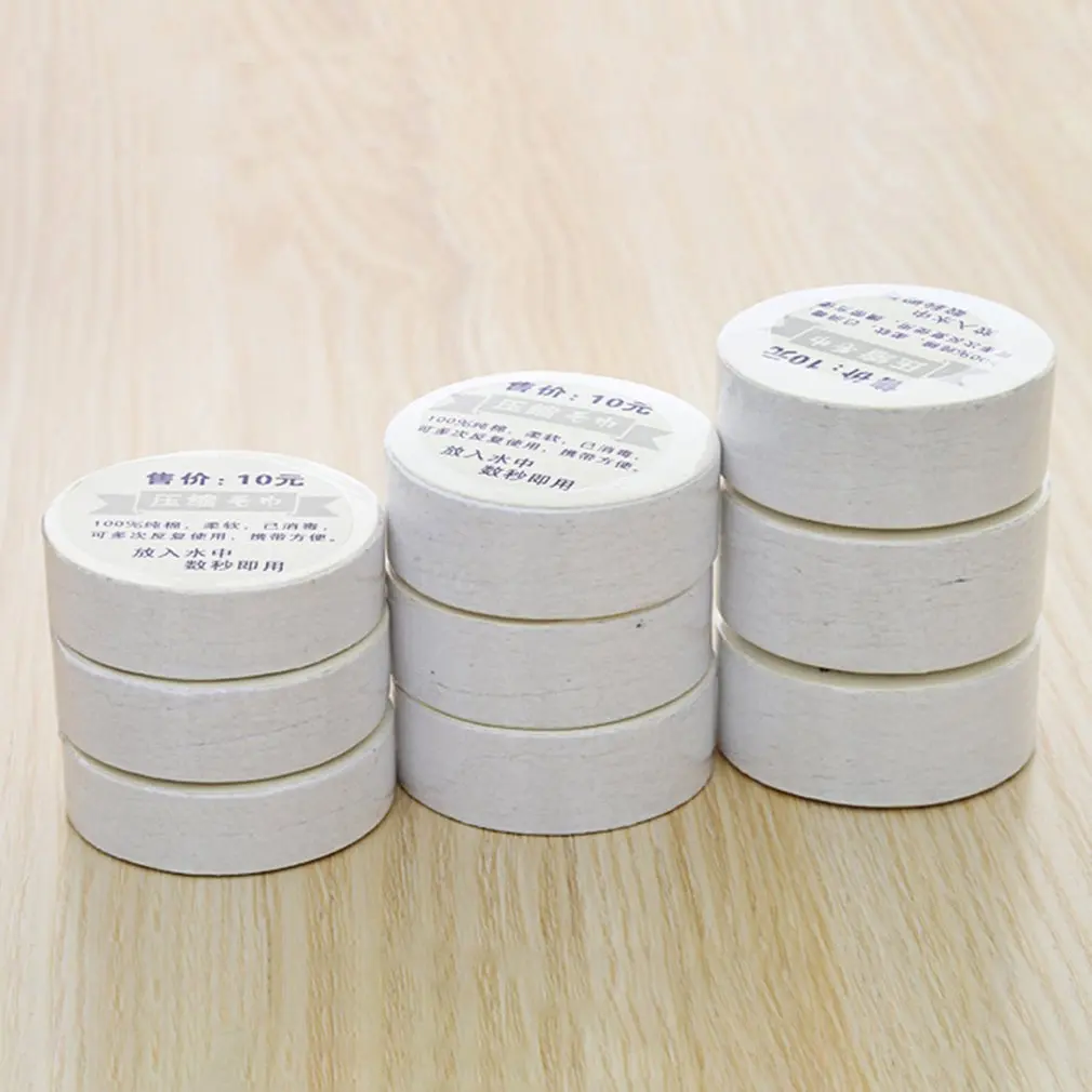 Toalla comprimida para viajes al aire libre, toalla desechable de algodón para barbacoa, limpiador de maquillaje, portátil