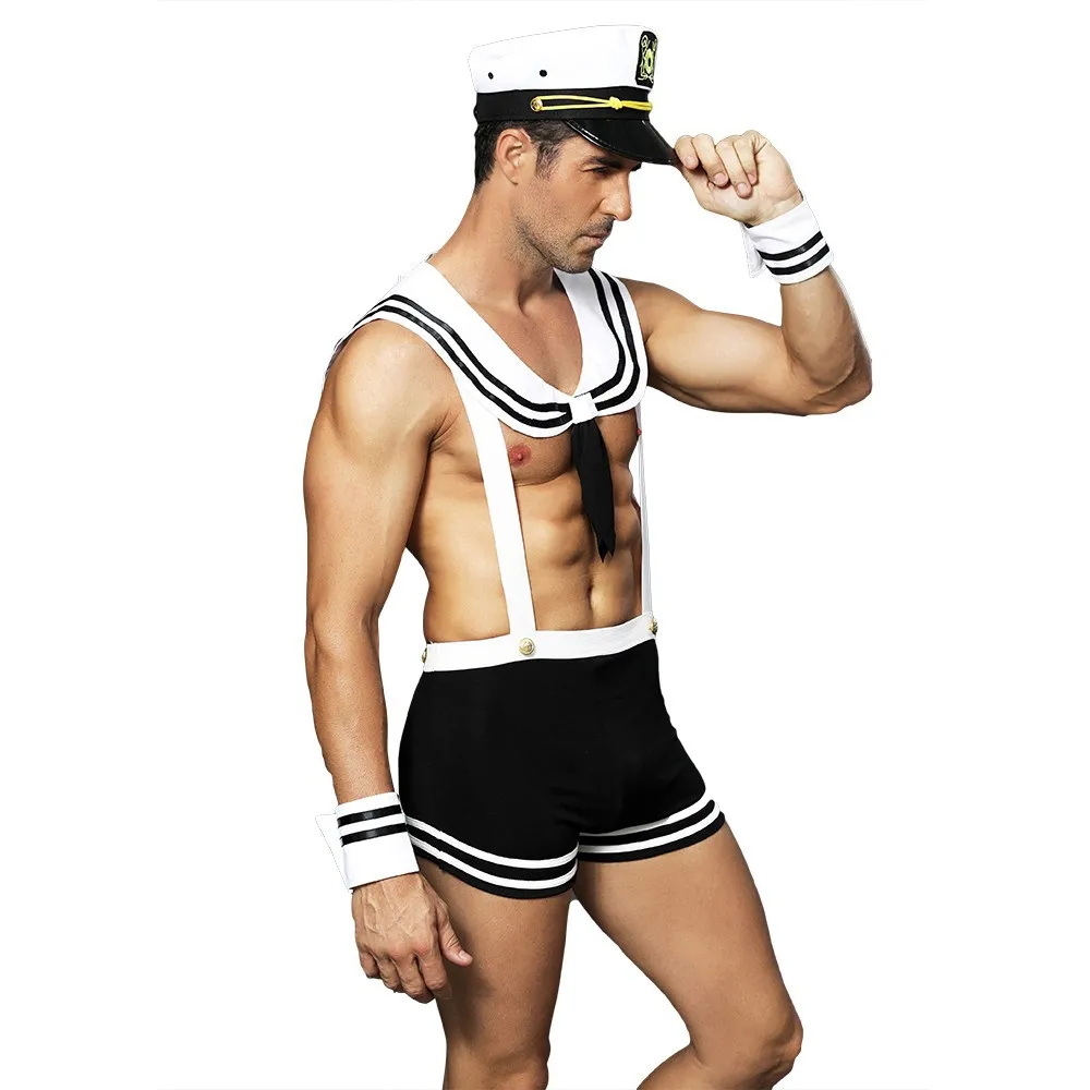 2020 NEW Mens Role Play Sexy Navy Waiter uniform Lingerie Set Cosplay Uniform Dance Costume Outfit