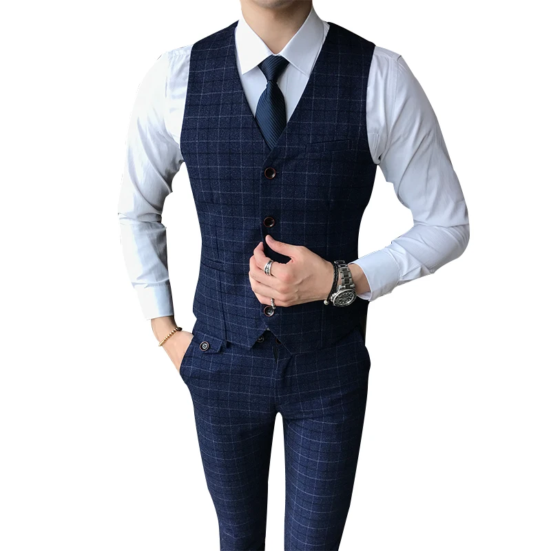 

Striped Suit Pants and Vest Mens Two-Piece Set, Autumn New Vest + Trousers Blue Red Green Waistcoat Pant Sets Size S-5XL