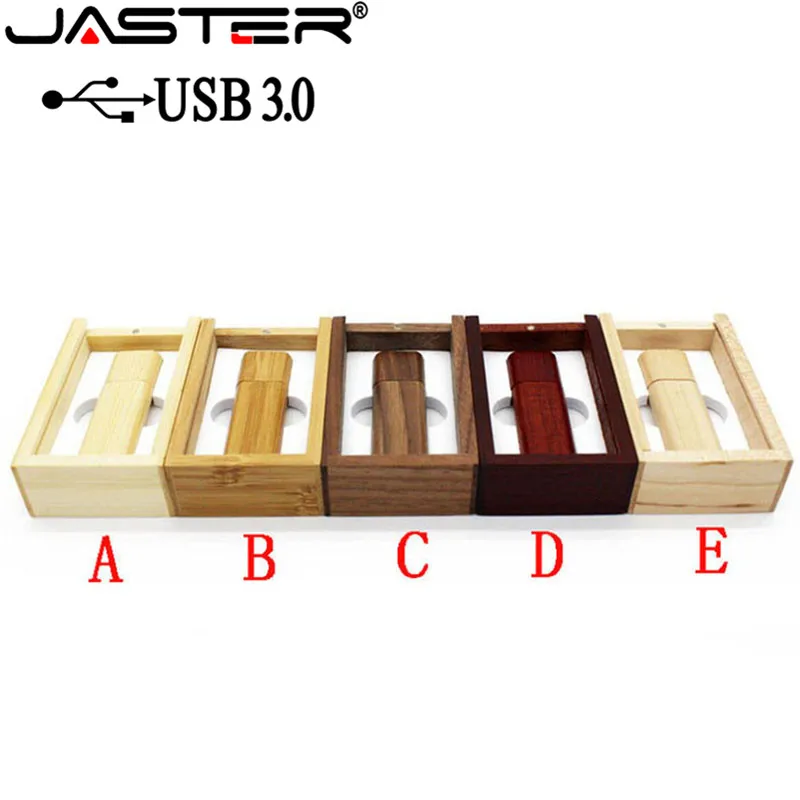 JASTER USB 3.0 Wooden usb+box USB flash drive pen driver pendrive 4GB 8GB 16GB 32GB 64GB memory card USB 1PCS free custom logo