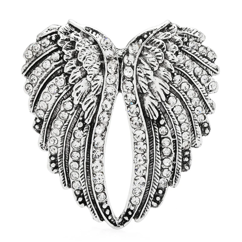 Wuli&baby Vintage Rhinestone Wing Brooches For Women Men 2-color Retro Beauty Wings Party Casual Brooch Pin Gifts